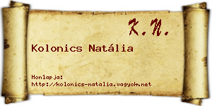 Kolonics Natália névjegykártya
